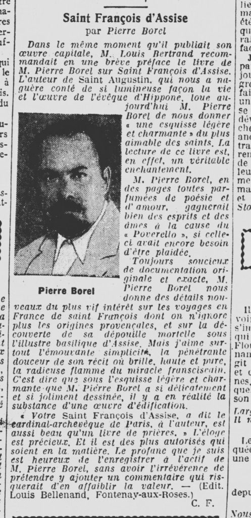 Livre de Pierre BOREL  - Saint François d'Assise 1936