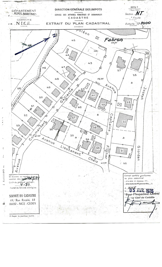 cadastres stH1976 Zone NT